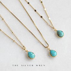 Some classics never go out of style. Our dainty turquoise necklace adds a touch of color and can be dressed up or down! Add a little sparkle to your dainty jewelry collection with this delicate 14kt gold filled necklace.  D E T A I L S *Natural Turquoise Drop  *14kt gold over sterling silver bezel set drop *16kt gold plated -lead, nickel & cadmium free *Heavy plating, tarnish resistant, water friendly Wonderful for layering! LENGTH  *Available in 16, 18 or 20 inches  *Model is wearing 16" in pho Necklaces For Her, London Blue Topaz Necklace, Turquoise Birthstone, Layer Jewelry, Turquoise Bar Necklace, December Birthstone Necklace, Turquoise Bar, Gold Jewelry Gift, Custom Initial Necklace