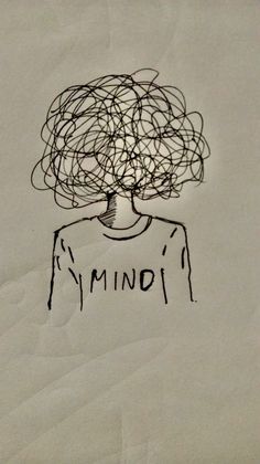 a drawing of a person's head with the word mind on it