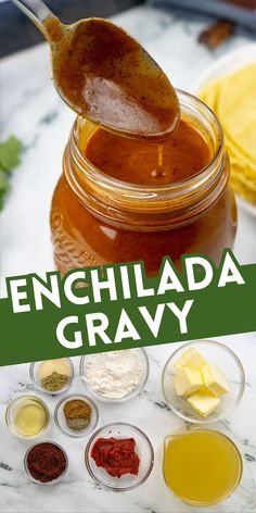 the ingredients to make enchilada gravy are shown