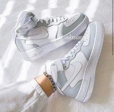 Nike Custom Air Force 1 mid sneakers (Gray) -Hand painted with leather paint and coated -Waterproof -New with box Options to buy are already converted in women's sizes Size 4Y-women's 5.5 Size 4.5Y- women's 6 Size 5Y- women's 6.5 Size 5.5Y- women's 7 Size 6Y- women's 7.5 Size 6.5Y- women's 8 Size 7Y- women's 8.5 Painted High Top Air Force 1, Nike Custom Shoes, Womens Air Force 1, Nike Fashion Sneakers, Nike Custom, Womens Costume, Nike Shoes Air Force, Mid Sneakers, Trendy Shoes Sneakers