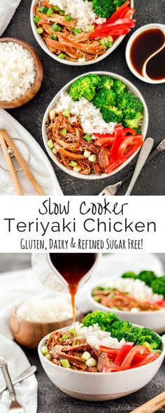 slow cooker teriyaki chicken with broccoli and rice