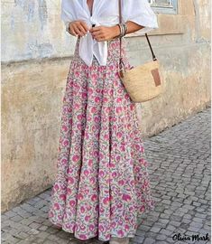 Olivia Mark - Elegant High-Waisted Half-Slips Beach Maxi Skirt, Long Skirt Summer, Holiday Skirts, Nature Dress, Spring Fits, Langer Rock, Long Skirts For Women, Half Slip, Party Skirt