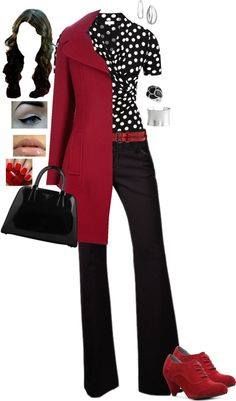 Black White Red, Office Outfits, Work Fashion, Work Casual, Look Fashion, Work Outfit