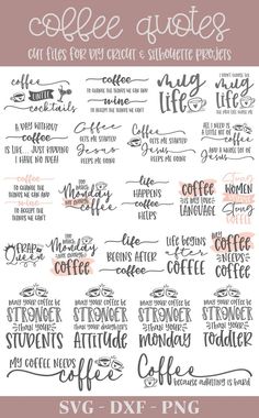 coffee quotes svg files for cricut and silhouette projects