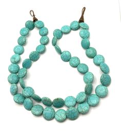 Vintage bead turquoise necklace. Heavy. Beaded Turquoise Howlite Necklace, Large Round Beads Turquoise Necklace For Beach, Large Beads Turquoise Necklace For Beach, Beaded Round Turquoise Necklace, Beaded Howlite Necklaces With Round Beads, Beaded Howlite Turquoise Necklace With Round Beads, Adjustable Round Turquoise Beaded Necklaces, Turquoise Howlite Necklace With Round Gemstone Beads, Bib Necklaces