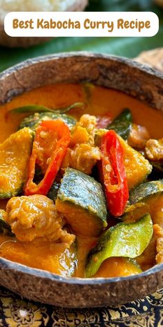 the best kabocha curry recipe is made with chicken, zucchini and peppers