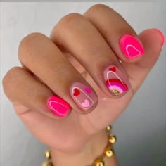 Pink Nails. Valentines Day. Valentines Day Nails. Pinky Nails. Nagel Tips, Nail Designs Valentines, Her Nails, Cute Gel Nails, Short Acrylic Nails Designs, Short Nail Designs, Girls Nails, Dipped Nails