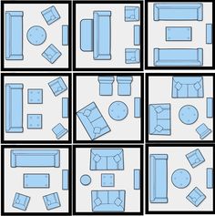 a series of blueprints showing different furniture