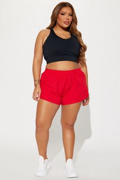 Available In Black, Red, Hot Pink, And White. Active Running Short High Waisted Elastic Waistband Nylon Pockets High Impact Stretch Pair Mix And Match With "Run Up Elevate Active Sports Bra" Body: 92% Polyester 8% Spandex Inner: 100% Polyester Imported | Run Up Active Running Short in Red size 1X by Fashion Nova Search By Photo, Mexican Peso, Running Short, Red Hot, Mix N Match, Red Fashion, Running Women, High Waisted Shorts, New Woman