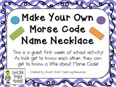 a purple and white chevron background with the words make your own morse code name necklace