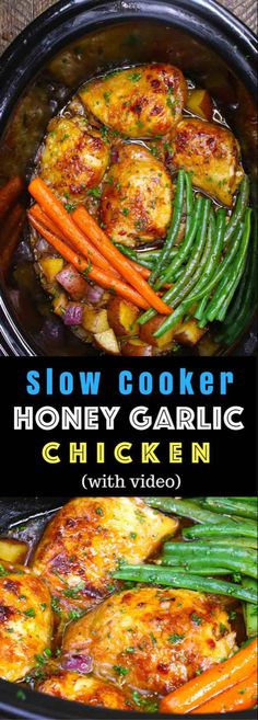 slow cooker honey garlic chicken and green beans with video on how to cook it