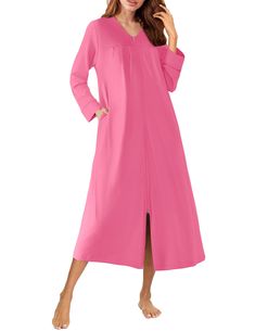 PRICES MAY VARY. 【Knit Robes for Women】Our Ekouaer zipper robes for women are super soft, skin-friendly, breathable, and lightweight. The long bathrobe with high-quality material will let you enjoy a relaxed and cozy time at home or outdoors 【Zip Up Robe Design】Full Zip front bath robes for women are easy to put on and off. The zipper ensures the zip up robes for women stay securely closed, providing privacy and comfort for any body type. Smooth zipper house dress prevents any disruption to your Robes For Women, Bath Robes, Bath Robes For Women, Long Knit, House Dress, Soft Skin, Maternity Wear, Hands Free, Put On