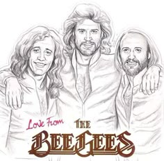 the bee gees poster with their arms around each other