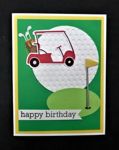 a birthday card with a golf cart on it