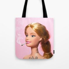 Barbie Tote Bag #Tattoo #Smoking #weed #Barbie #doll Tote Bag #tote #bags #pink #meme Nature Inspired Products, Pink Meme, Bag Tattoo