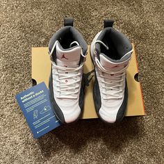 10/10 Condition Worn Once Firm On Price Classic White Jordan Shoes With Round Toe, Jordan 12 Gray And White, Jordan 12 White, Jordans 12, Jordans For Men, Jordan Shoes, Gray Color, Men's Shoes, Man Shop