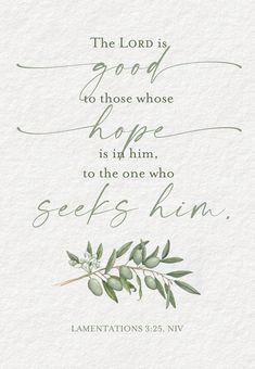 the lord is good to those whose hope is in him, to the one who sees him