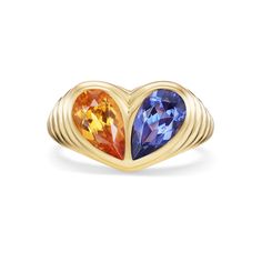 A modern take on a heart design, this ring is the perfect statement piece! Customize with your favorite gemstones of your choice. Available in 18K Yellow Gold Band width = 2mm comfort fit shank Top width =approx. 16.50mm Gemstone weight = approx. 1.0-2.0 carats each Colored stones are natural and color may slightly vary Gemstones are either cabochon or faceted cut For custom orders please contact info@stephaniegottlieb.com This item is FINAL SALE Promise Yellow Gold Multi-stone Sapphire Ring, Yellow Gold Multi-stone Sapphire Promise Ring, Promise Multi-stone Sapphire Ring In Yellow Gold, Heart Cut Multi-stone Diamond Rings, Yellow Gold Heart-shaped Gemstone Ring, Yellow Gold Heart Ring With Diamond Gemstone, Heart Shaped Yellow Gold Gemstone Ring, Yellow Gold Heart Diamond Ring With Gemstone, Heart-shaped Yellow Gold Gemstone Ring