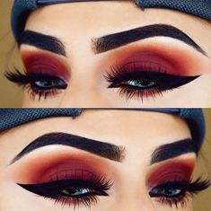 Point Eyeliner, Outdoor Porches, Makeup Cantik, Make Up Designs, Red Eye Makeup, Plouise Makeup Academy, Red Eyeshadow, Red Makeup