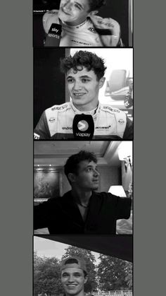 four different shots of the same person in black and white, one with his hand on his face