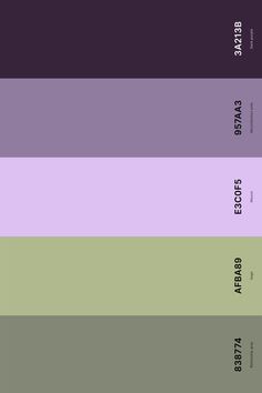 four shades of purple and green are shown in the same color scheme