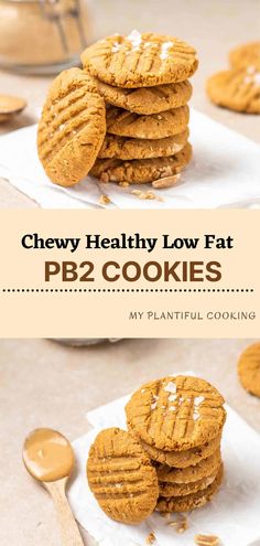 These soft and chewy PB2 peanut butter cookies are great as a healthy snack or dessert! Low in both fat and calories, and is easy to make. Low Calorie Vegan Cookies, Low Calorie Peanut Butter Cups, Easy Low Calorie Cookies, Low Calorie Pb2 Recipes, Low Calorie Cereal Recipe, Low Fat Cookies Healthy, Pb Fit Recipes Keto, Low Calorie Vegan Dessert, Low Calorie Cookies Recipes