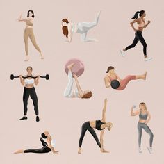 an image of people doing different exercises