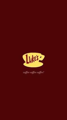 the logo for luke's coffee culture is shown in yellow and red colors on a maroon background