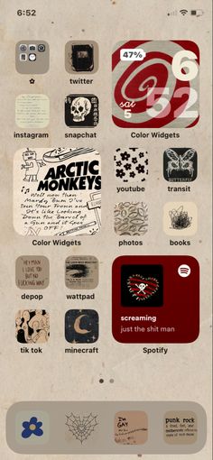 an old poster with many different types of logos on it's back side and the words arctic monkeys above them