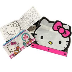 3 Piece Bundle Cute White Pencil Case For Back To School, Cute Multicolor Stationery With Zipper Pouch, White Kawaii Stationery For Back To School, Kawaii White Stationery For Back To School, Cute White Stationery For Back To School, Cute White Zipper Pouch Stationery, Cute White Stationery With Zipper Pouch, Mini Coloring Book, Hello Kitty Y2k