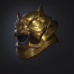 a golden mask with an animal's head on it