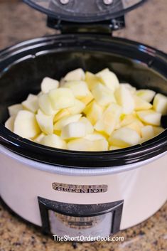 the food is being cooked in the slow cooker