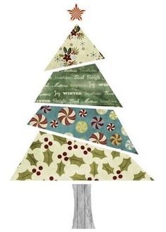 a christmas tree made out of different types of fabric