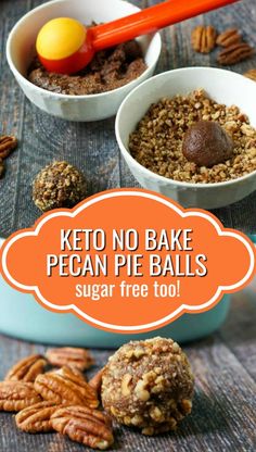 keto no bake pecan pie balls with text overlay