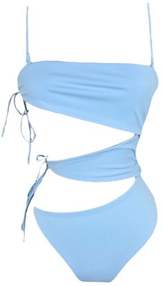 83% Nylon 17% Spandex One Piece Swimsuit Adjustable Ties Adjustable Straps Baby Blue, One Piece Swimsuit, String Bikinis, Adjustable Straps, One Piece, Spandex, Blue