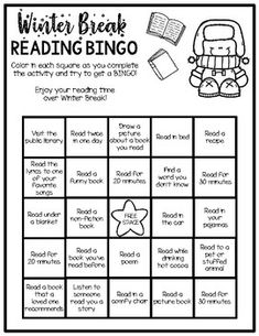 the winter break reading bingo game