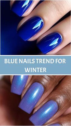 Blue Nail Trends, Navy Blue Nail Polish, Cute Winter Nails, Cobalt Blue Nails, Snowman Nail Art, Winter Nail Design, Blue Nail Color, Royal Blue Nails