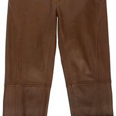 Guaranteed authentic Ralph Lauren lush very soft leather pant with riding details. Medium brown - looks fabulous with black.Narrow straight leg with zippers at ankles.'Piping' detail down the length of legs.Front angled zipper pockets. Leather toggles.Belt loops.Fabric is leather.New or Never Worn. Some natural markings. SIZE 2PANT MEASURES:LENGTH 40"RISE 8.25"INSEAM 31.75"WAIST 15"HIP 116"CONDITION:NEW or NEVER WORN Luxury Ralph Lauren Formal Pants, Ralph Lauren Leather, Leather Pant, Medium Brown, Piping, Soft Leather, Zipper Pocket, Lush, Leather Pants