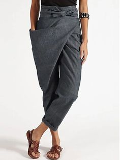 Women's Dress Pants Cotton Blend Black Navy Blue Gray Mid Waist Streetwear Casual Lounge Work Daily Ankle-Length Comfort Solid Colored S M L XL XXL 2023 - US $17.99 Fitted Ankle-length Bottoms For Summer, Spring Solid Color Ankle-length Harem Pants, High Waist Solid Color Capris For Spring, Ankle-length Cotton Bottoms For Work, Baggy Ankle-length Solid Color Pants, Baggy Ankle-length Summer Capris, Baggy Capris For Spring, Baggy High-waist Capris For Summer, Baggy Ankle-length Capris For Summer