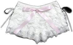 Feminine White Lace Bottoms, White Delicate Lace Bottoms For Party, Party Bottoms With Lace Trim And Short Length, Short Lace Bottoms In Feminine Style, Feminine Short Lace Bottoms, Elegant Lace Shorts, Elegant Short Lace Bottoms, Elegant White Lace Shorts, Feminine Lace Trim Short Bottoms