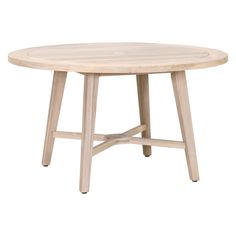 a round wooden table with two legs and a white top, on a white background