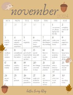 challenges — all posts — better living blog November Checklist, November To Do List, Fall Bucket List Template, Monthly Prompts, Monthly Checklist, November Aesthetic, November Ideas, Book Review Journal, November Holidays