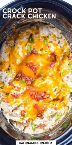 crock pot chicken with cheese and bacon in the slow cooker