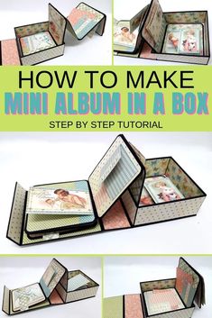 how to make mini album in a box step by step with pictures and text on it