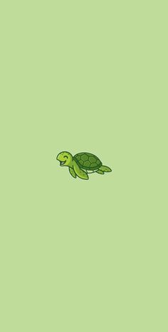 a green turtle floating in the air on a light green background with space for text