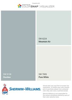 the color scheme for sheryln williams's paint swatches, including gray and white