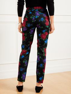 Our favorite wear-everywhere, Chatham Ankle pants in a stunning blurred floral print. With an always elegant slim leg silhouette. Features Slim Leg Hits At Waist Ankle Length Side zip closure Back welt pockets Imported Fit: Misses: 29"; Petite: 26 1/2" Material: 98% Cotton, 2% Spandex Care: Machine Wash Cold; Only Non-Chlorine Bleach When Needed; Tumble Dry Low; Warm Iron, If Needed | Talbots Chatham Slim Ankle Pants - Blurred Floral Holiday Wear, Classic Style Women, Slim Leg, Ankle Pants, Slim Legs, Welt Pockets, Modern Classic, Ankle Length, Blur