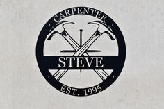 the logo for carpenter's steve est 1909 is shown in black on a white background