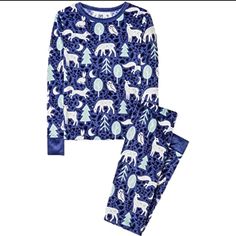 New Pair Pf Pajamas. Polyester & Spandex Size 6 Shown In Pictures. This Sleepwear Set Includes A Long-Sleeve Pullover Tee As Well As Matching Pajama Pants, Both With An Allover Forest Animal Print For Fun Flair. Winter Forest Animals, Matching Pajama Pants, Navy Blue Pajamas, Elf Pajamas, Purple Bodysuit, Matching Pajama, Plaid Pajama Pants, Christmas Pajama Set, Winter Pajamas