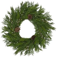 34303446 Holiday/Christmas/Christmas Wreaths & Garlands & Swags Cedar Branch, White Berries, Cedar Tree, Modern Wreath, Artificial Christmas Wreaths, Pine Wreath, Pinecone Wreath, Cedar Trees, Artificial Wreath